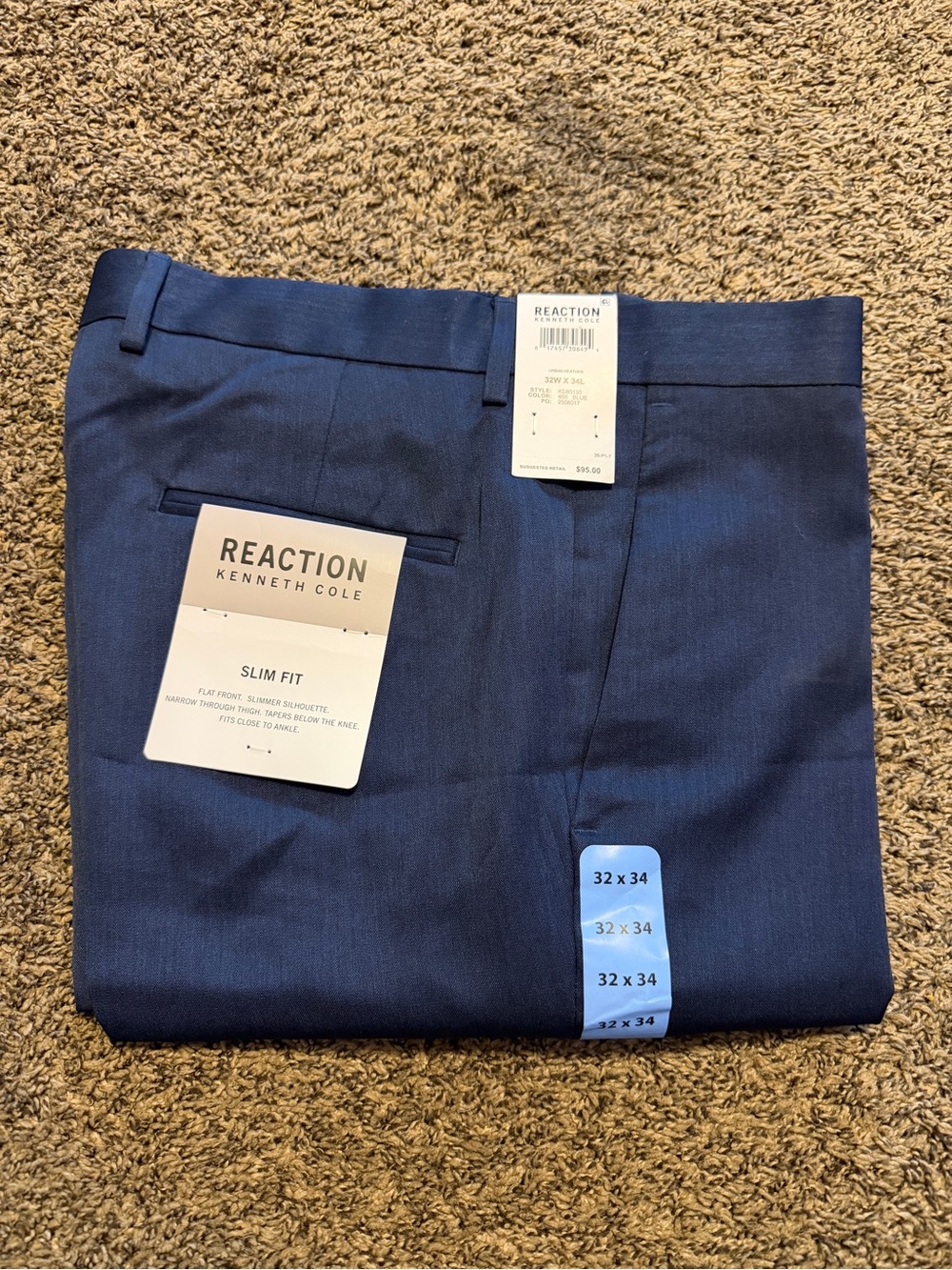 Reaction Kenneth Cole Men’s Slim Fit Navy Dress pants